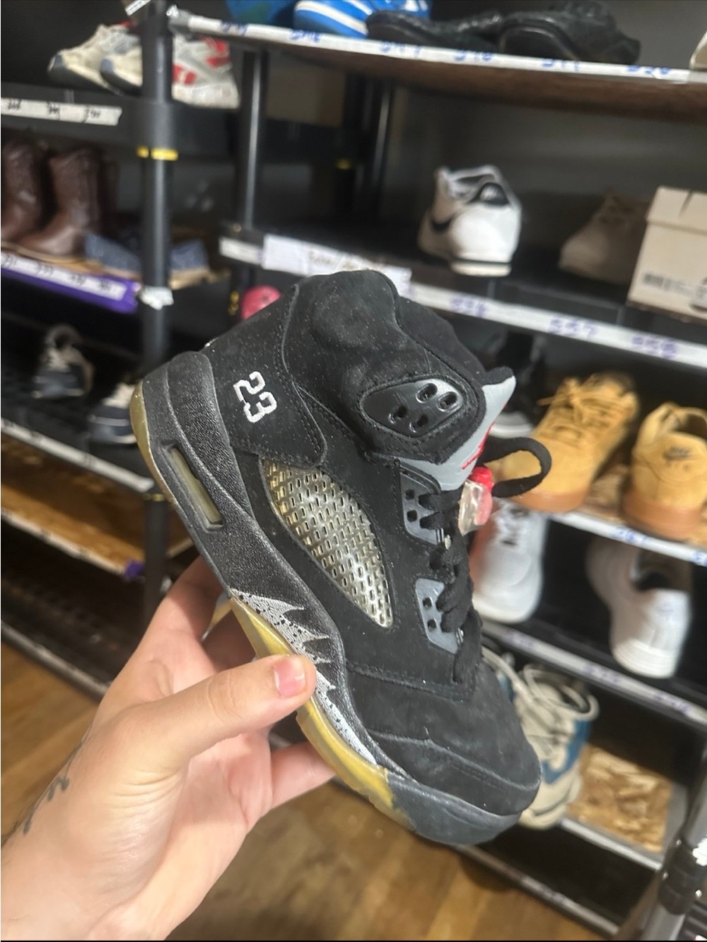 Kids Black Basketball Sneakers with Number 23